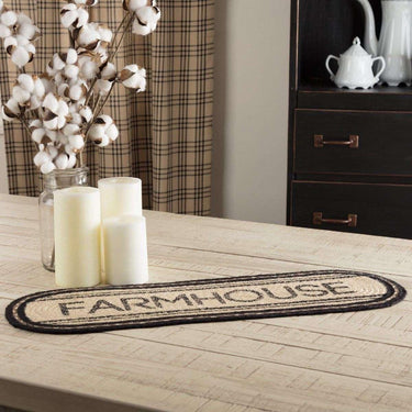 Sawyer Mill Charcoal Farmhouse Jute Braided Table Runner - The Fox Decor